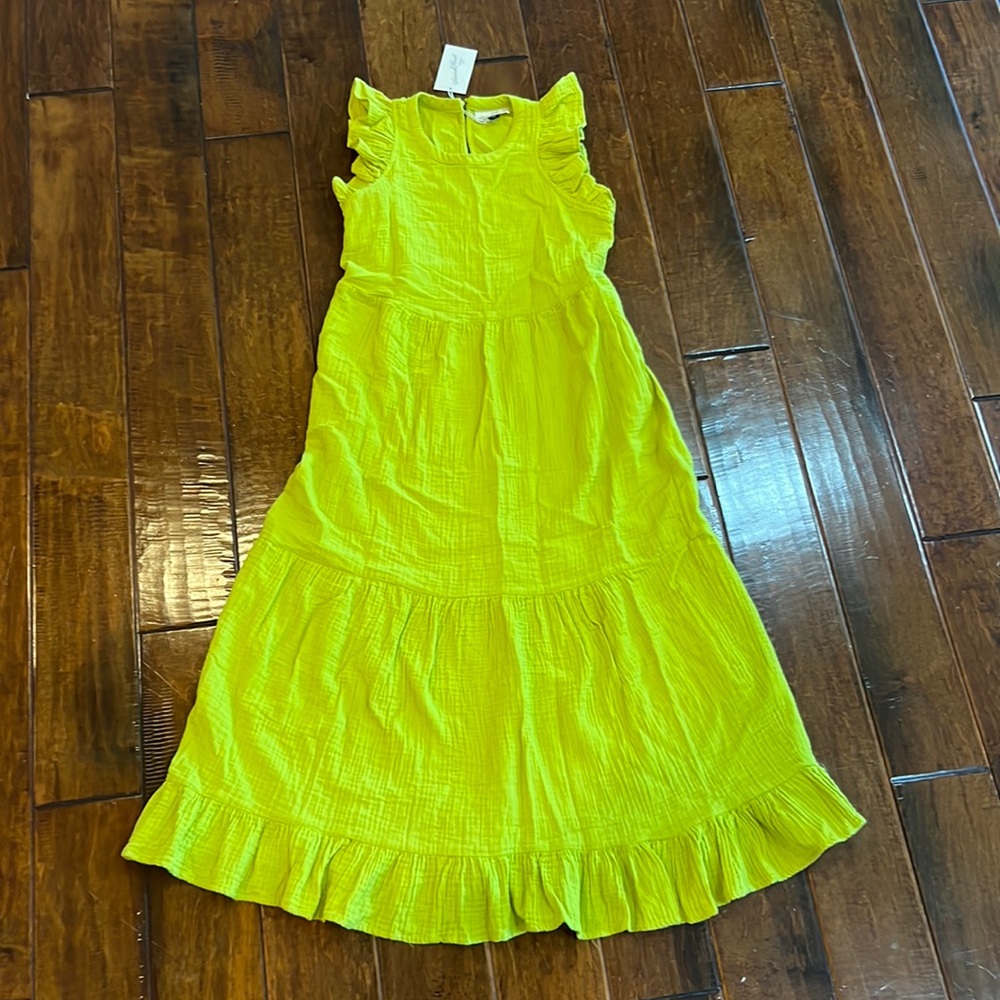Lovely lime sleeveless ruffle dress